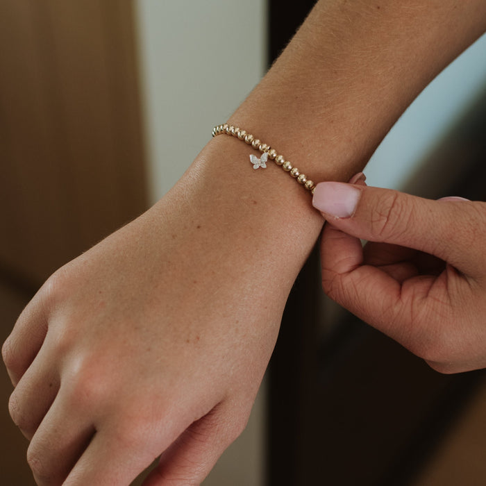 Diamond Butterfly Bracelet in Yellow Gold