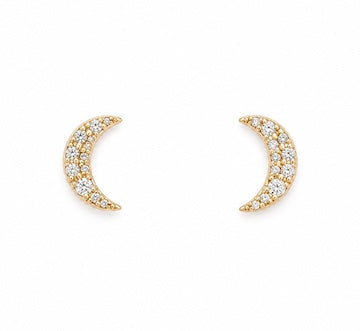 Pavé Diamond Crescent Moon Studs