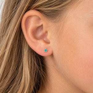 Mini Turquoise Enamel Star Studs