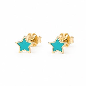 Mini Turquoise Enamel Star Studs