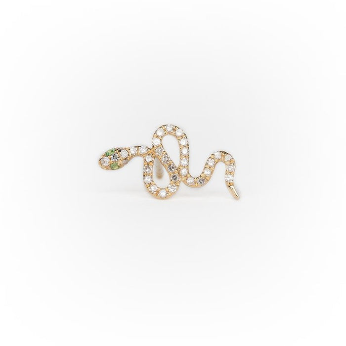 Snake Earring in Pavé Diamond with Emerald Eyes